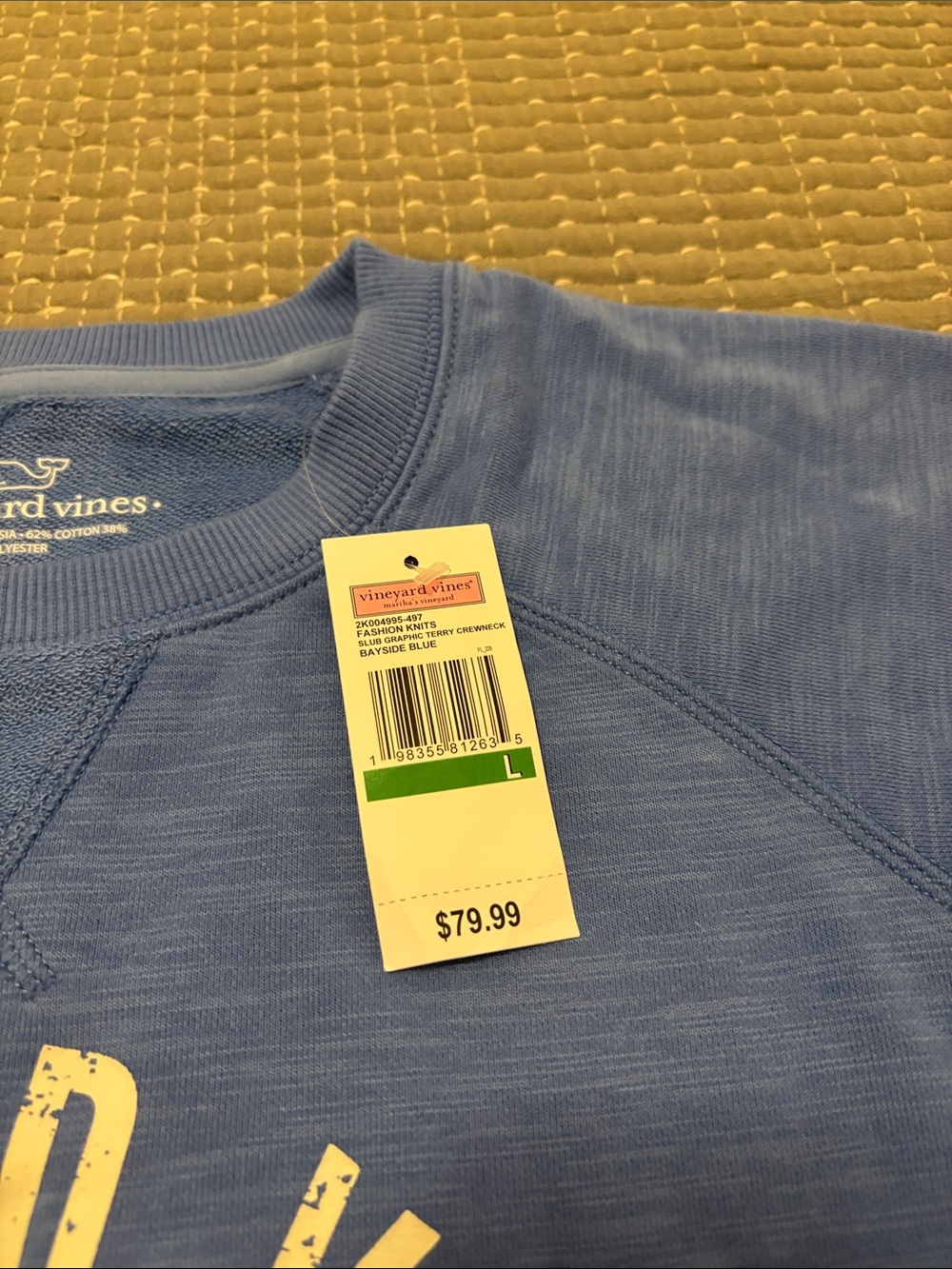 Vineyard Vines Light Blue Crewneck Sweatshirt with Yellow Anchor - Picture 2 of 3